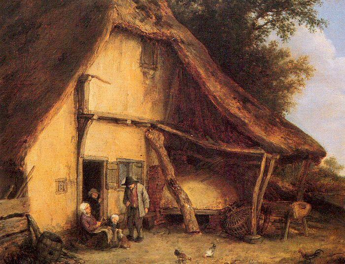 Ostade, Adriaen van A Peasant Family Outside a Cottage oil painting picture